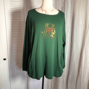 Bobbie Brooks Blouse Size 18 Vintage 90's Hunter Green Cottagecore Coquette Top
